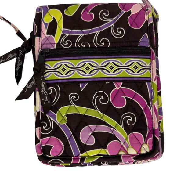 Vintage Vera Bradley Brown with‎ Pink Quilted Crossbody Bag Adjustable Strap - Picture 2 of 6